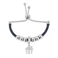 Bracciale in cuoio, 316 acciaio inox, with Pelle & 304 acciaio inox, With Pendant & unisex, colori misti, Lunghezza 7.5 pollice, Venduto da PC