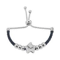 Bracciale in cuoio, 316 acciaio inox, with Pelle & 304 acciaio inox, With Pendant & unisex, colori misti, Lunghezza 7.5 pollice, Venduto da PC