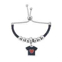 Bracciale in cuoio, 316 acciaio inox, with Pelle & 304 acciaio inox, With Pendant & unisex, colori misti, Lunghezza 7.5 pollice, Venduto da PC