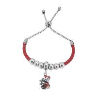 Bracciale in cuoio, 316 acciaio inox, with Pelle & 304 acciaio inox, With Pendant & unisex, colori misti, Lunghezza 7.5 pollice, Venduto da PC