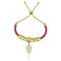 Bracciale in cuoio, 316 acciaio inox, with Pelle & 304 acciaio inox, With Pendant & unisex, colori misti, Lunghezza 7.5 pollice, Venduto da PC