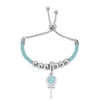 Bracciale in cuoio, 316 acciaio inox, with Pelle & 304 acciaio inox, With Pendant & unisex, colori misti, Lunghezza 7.5 pollice, Venduto da PC