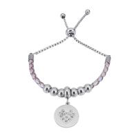 Bracciale in cuoio, 316 acciaio inox, with Pelle & 304 acciaio inox, With Pendant & unisex, colori misti, Lunghezza 7.5 pollice, Venduto da PC