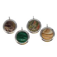 Gemstone Pendants Jewelry Brass with Gemstone Round Sold By PC