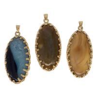 Bijoux pendentifs agate, laiton, avec Agate, ovale plat, plus de couleurs à choisir, 71x36x12mm, Vendu par PC