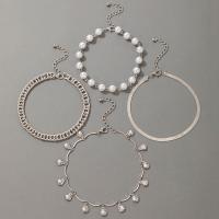 Zink legering Ankelkæde, Zinc Alloy, med Plastic Pearl, 4 stykker & mode smykker, Solgt af PC