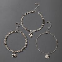 Zinc Alloy enkelring, silver plated, Halloween ontwerp & drie stuks & mode sieraden, zilver, Verkocht door Stel