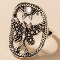 Cink Alloy Finger Ring, pištolj crni plated, modni nakit & Butterfly dizajn, crn, Prodano By PC