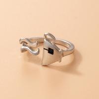 alliage de zinc Cuff Bague, Placage de couleur argentée, bijoux de mode, argent, Vendu par PC