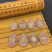 Rose Quartz Κρεμαστό κόσμημα, με Ορείχαλκος, Teardrop, χρώμα επίχρυσο, διαφορετικά σχέδια για την επιλογή, περισσότερα χρώματα για την επιλογή, 23x35mm, Sold Με PC