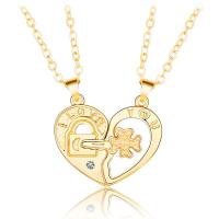 Zinc Alloy Puzzle Couple Ketting, met messing ketting, met 1.96inch extender keten, hart en de belangrijkste, plated, 2 stuks & voor paar & hol, meer kleuren voor de keuze, nikkel, lood en cadmium vrij, 30x25mm, Lengte Ca 21.6 inch, Ca 23.6 inch, Verkocht door Stel