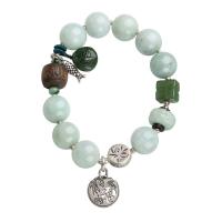 Jadite Armband, met 925 sterling zilver & Aloewood & Jasper Stone, uniseks, 13mm, Lengte 15-16.5 cm, Verkocht door PC