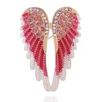 Zinc Alloy Brocher, Wing Shape, Plating champagne guld, Unisex & med rhinestone, flere farver til valg, nikkel, bly & cadmium fri, 51x37mm, Solgt af PC