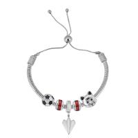 European Bracelet 316 Stainless Steel With Pendant & for woman & with rhinestone silver color Length 7.5 Inch Sold By PC