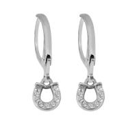 Stainless Steel Lever Terug Earring, 316 Roestvrij staal, voor vrouw & met strass, zilver, 8-15mm, Verkocht door PC