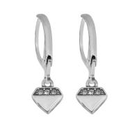 Stainless Steel Lever Terug Earring, 316 Roestvrij staal, voor vrouw & met strass, zilver, 8-15mm, Verkocht door PC