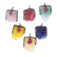 Quartz Gemstone Pendants Brass with Rhinestone Clay Pave & Quartz Sold By PC