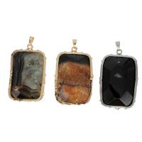 Bijoux pendentifs agate, laiton, avec Agate, rectangle, facettes, plus de couleurs à choisir, 71x45x11mm, Vendu par PC