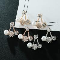 Ear Jackets Zinc Alloy with Plastic Pearl plated fashion jewelry & for woman & with rhinestone Sold By Pair