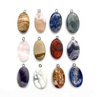 Gemstone Medálok Ékszer, Természetes kő, Ovális, több színt a választás, 15x29mm, Által értékesített PC