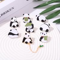 Collar Brooch Zinc Alloy Panda silver color plated Unisex & enamel nickel lead & cadmium free Sold By PC