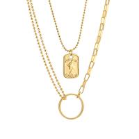 Mode Multi laag ketting, Zinc Alloy, met Roestvrij staal, Donut, gold plated, 2 stuks & balketting & voor vrouw, 13mm, Lengte Ca 20.8 inch, Ca 15.3 inch, Verkocht door Stel