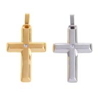 Roestvrij staal Cross Hangers, Oversteken, plated, DIY & uniseks & met strass, meer kleuren voor de keuze, 40x26x4mm, Gat:Ca 5mm, Verkocht door PC