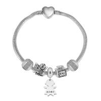 Bracciale European, 316 acciaio inox, With Pendant & unisex & con strass, argento, Lunghezza 7.5 pollice, Venduto da PC