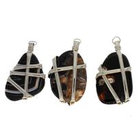 Bijoux pendentifs agate, laiton, avec Agate, couleurs mélangées, 75x44x9mm, Vendu par PC