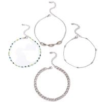 Zink legering enkelbanden, Zinc Alloy, met Seedbead, silver plated, 4 stuks, gemengde kleuren, Verkocht door Stel