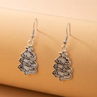 Kerst Oorbellen, Zinc Alloy, Kerstboom, silver plated, mode sieraden & zwart maken, zilver, Verkocht door pair