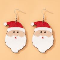 Vánoční náušnice, Zinek, s Akryl, Santa Claus, barva stříbrná á, módní šperky, stříbro, Prodáno By Pair