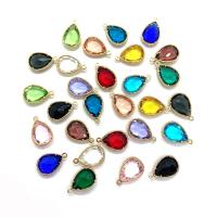 Crystal Vedhæng, Krystal, med Messing, Teardrop, guldfarve belagt, facetteret, flere farver til valg, 12x18mm, Solgt af PC