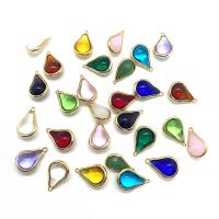 Crystal Vedhæng, Krystal, med Messing, Teardrop, guldfarve belagt, flere farver til valg, 12x19x7mm, Solgt af PC