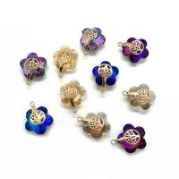 Crystal Vedhæng, Krystal, med Messing, Flower, guldfarve belagt, facetteret, flere farver til valg, 14x16mm, Solgt af PC