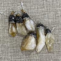 Quartz Gemstone Pendants with Rhinestone Clay Pave irregular yellow 14-22x41-50mm Sold By PC