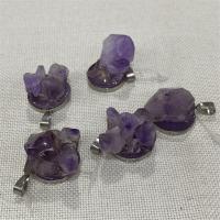 ametista pendente, with ottone, Irregolare, placcato color argento, viola, 25x24mm, Venduto da PC