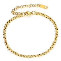 Pulseira de aço titânio, Partículas de aço, cromado de cor dourada, joias de moda & para mulher, dourado, vendido por PC