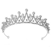 Tiaras, Cinko lydinys, su Plastikiniai Perlas, padengtą, moters & su Kalnų krištolas & tuščiaviduris, daugiau spalvų pasirinkimas, nikelio, švino ir kadmio nemokamai, 153x43mm, Pardavė PC