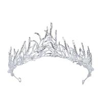 Tiara's, Zinc Alloy, met Plastic Pearl, silver plated, voor vrouw & met strass & hol, nikkel, lood en cadmium vrij, 160x65mm, Verkocht door PC