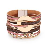 PU Cord Armbånd, med Zinc Alloy, guldfarve belagt, flerlags & farvet & for kvinde, flere farver til valg, Solgt af PC