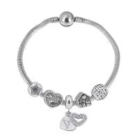 Bracciale European, 316 acciaio inox, With Pendant & unisex & con strass, argento, Lunghezza 7.5 pollice, Venduto da PC