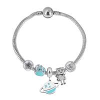 Bracciale European, 316 acciaio inox, With Pendant & unisex & con strass, argento, Lunghezza 7.5 pollice, Venduto da PC