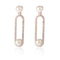 Zinc Alloy Drop Earrings plated fashion jewelry & for woman & with rhinestone Sold By Pair