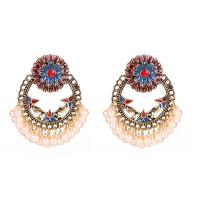 Zinc Alloy Drop Earrings with Plastic Pearl plated fashion jewelry & for woman & enamel Sold By Pair