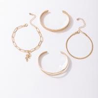 Zinc Alloy Sieraden set, armband & armband, gold plated, 4 stuks & mode sieraden, gouden, Verkocht door PC