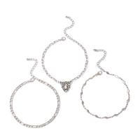 Zink Alloy Anklet, silver pläterad, tre stycken & mode smycken, silver, 23.5cm,24.2cm,24.5cm, Säljs av Ställ