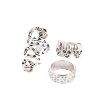 Sinc Alloy Ring Set, fáinne finger, dath airgid plated, trí phíosa & jewelry faisin & blacken, airgid, Díolta De réir PC