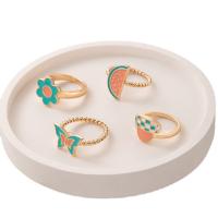 Zinklegering Ring Set, Zinc Alloy, vinger ring, gold plated, 4 stuks & mode sieraden & glazuur, gouden, Verkocht door Stel