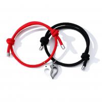 Pareja pulsera y brazalete, aleación de zinc, con Cordón de cera, Delfín, chapado, 2 piezas & con magnético & ajustable & para la pareja, más colores para la opción, 65-80mm, Vendido por Set